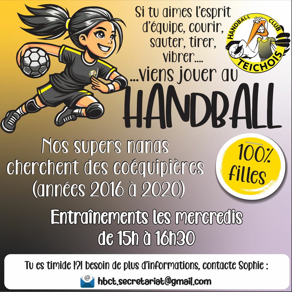 On recrute des -11 filles, années 2016 à 2020