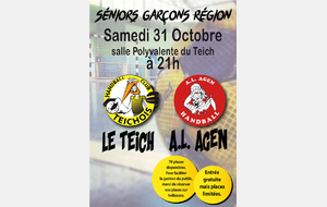 Réservation match séniors garçons Région - LE TEICH - AGEN