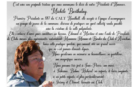 Décès de Michèle Barthalay