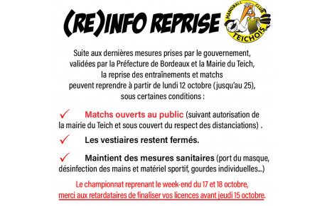 INFOS COVID : Reprise
