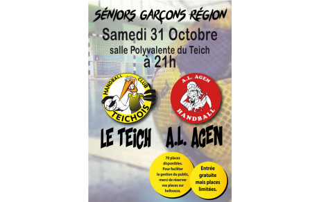 Réservation match séniors garçons Région - LE TEICH - AGEN